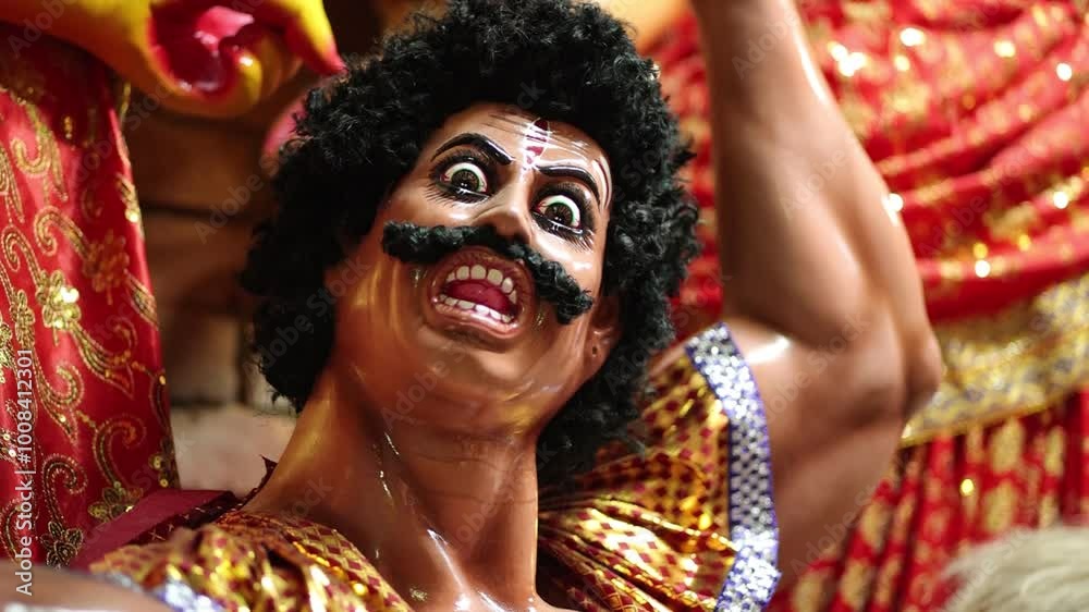Making of Goddess Mahusashur Idol in Kumartuli for Durga Puja, the biggest festival of Kolkata, west Bengal Making of Goddess Mahusashur Idol in Kumartuli for Durga Puja, the biggest festival of Kolkata, west Bengal