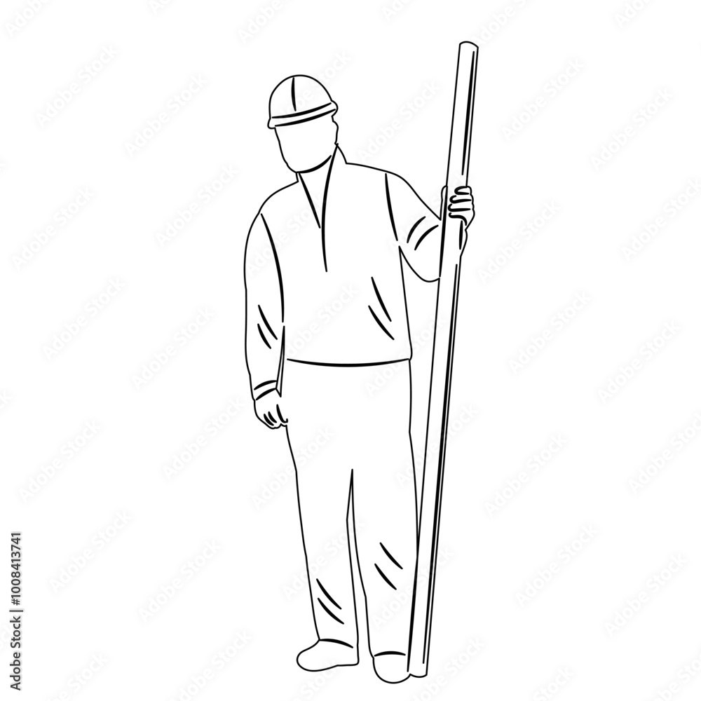 Fototapeta premium builder sketch on white background, vector