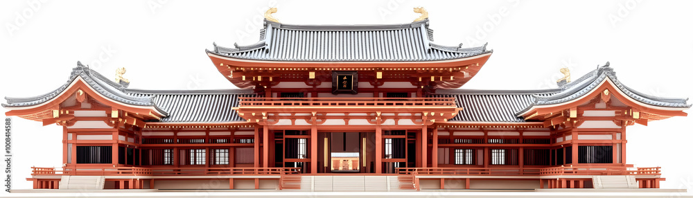 3D Illustration of a Traditional Japanese Buddhist Temple 3D Illustration of a Traditional Japanese Buddhist Temple