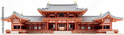 3D Illustration of a Traditional Japanese Buddhist Temple