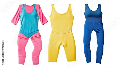 Three Colorful Women's Athletic Wear Outfits