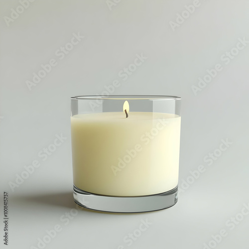 3D Realistic Image: Lit Candle in Glass Jar