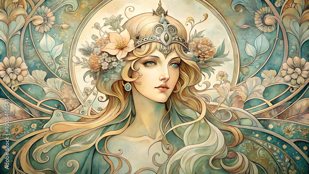 Illustration of Art Nouveau motifs Illustration of Art Nouveau motifs
