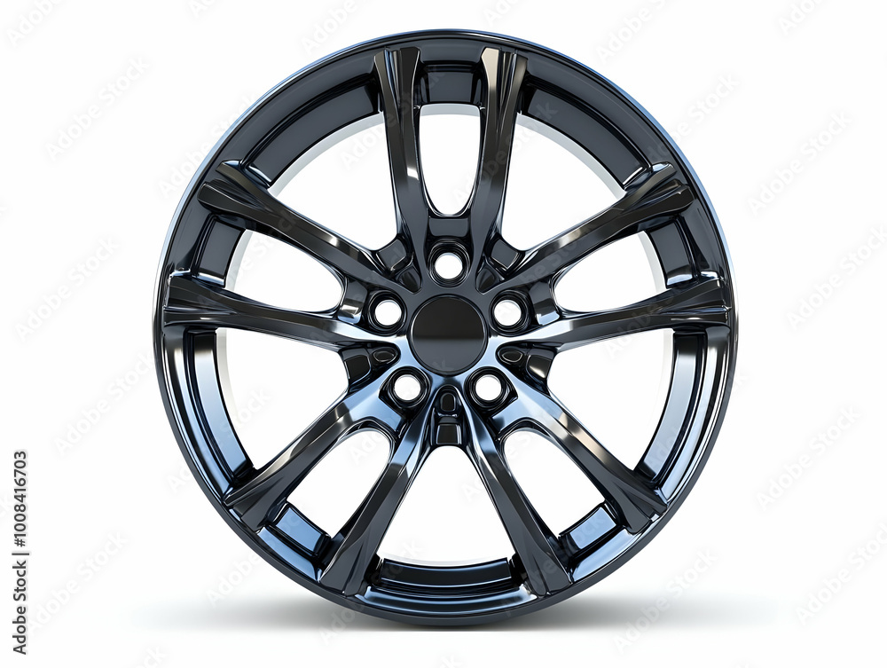 Sleek Black Alloy Wheel - 3D Render Sleek Black Alloy Wheel - 3D Render
