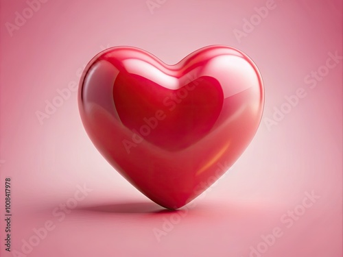 A bold red heart prominently displayed on a soft pink background, ideal for romantic and love-infused designs, infusing warmth and passion into every concept.