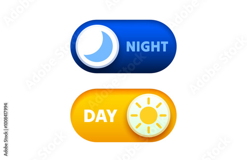 Off on button, day and night mode theme. Vector illustration 
