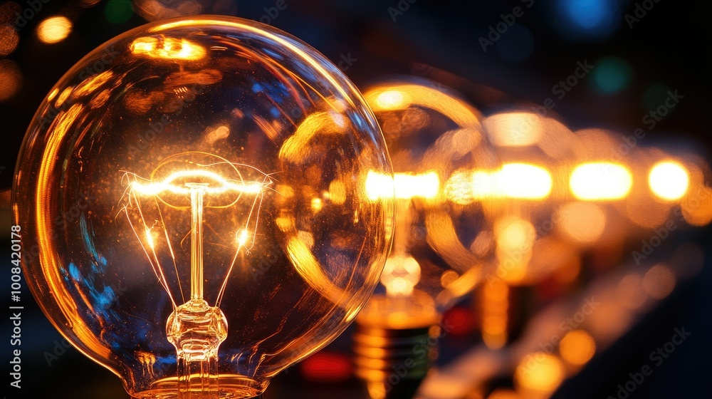 Series of light bulbs spinning in circular motion with light trails, emphasizing energy and creativity. Series of light bulbs spinning in circular motion with light trails, emphasizing energy and creativity.