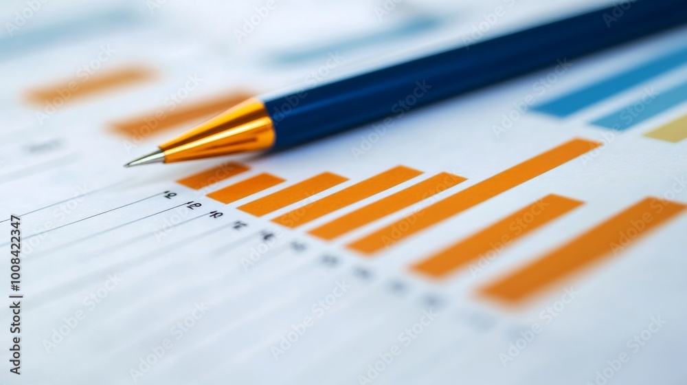 Business Growth Chart with Pen and Paper Background Business Growth Chart with Pen and Paper Background