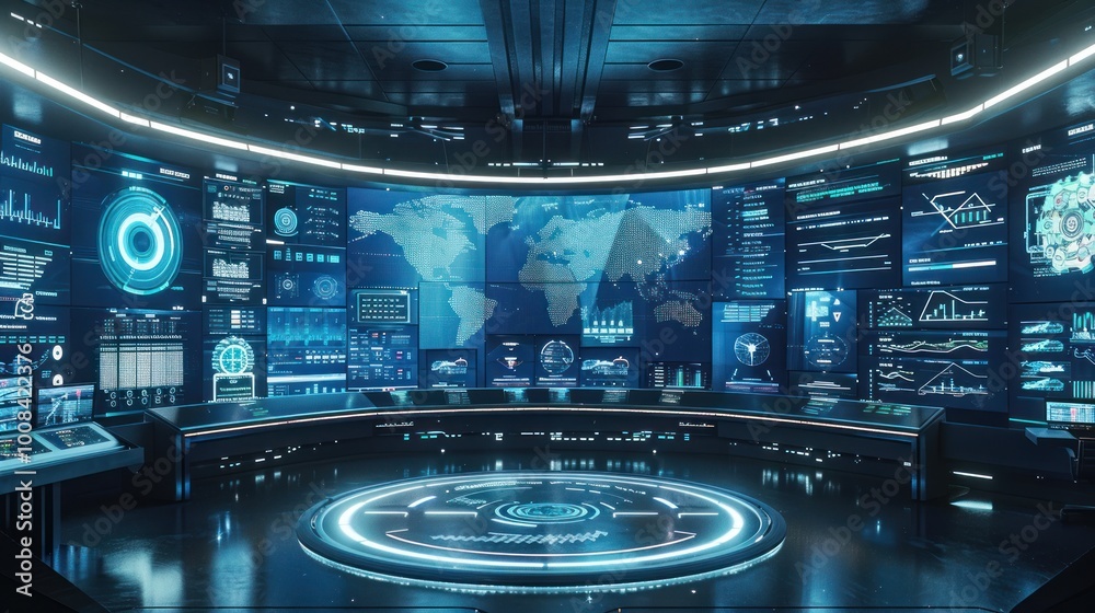 high-tech control room large screens high-tech control room large screens