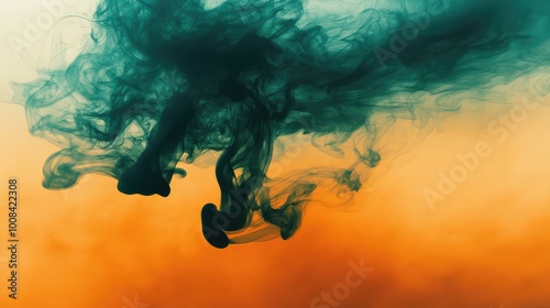 Wallpaper Mural Wisps of dark green smoke twisting into sharp geometric shapes, set against a glowing orange mist, creating a foreboding Halloween atmosphere. Torontodigital.ca