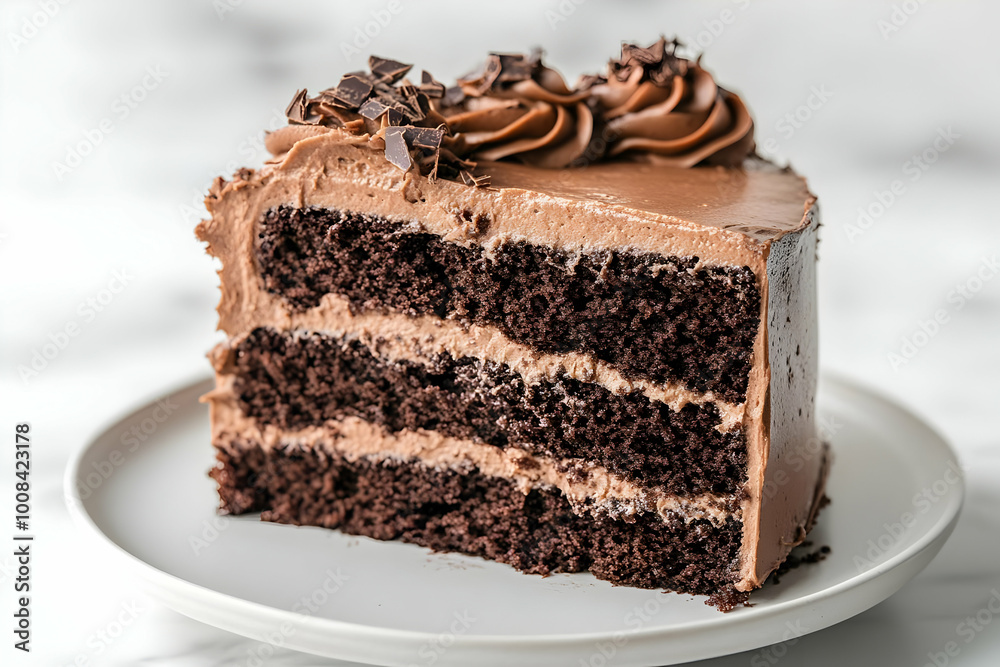Slice of Chocolate Cake with Chocolate Frosting Photo Slice of Chocolate Cake with Chocolate Frosting Photo