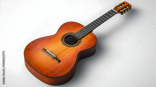 Realistic Acoustic Guitar on White Background