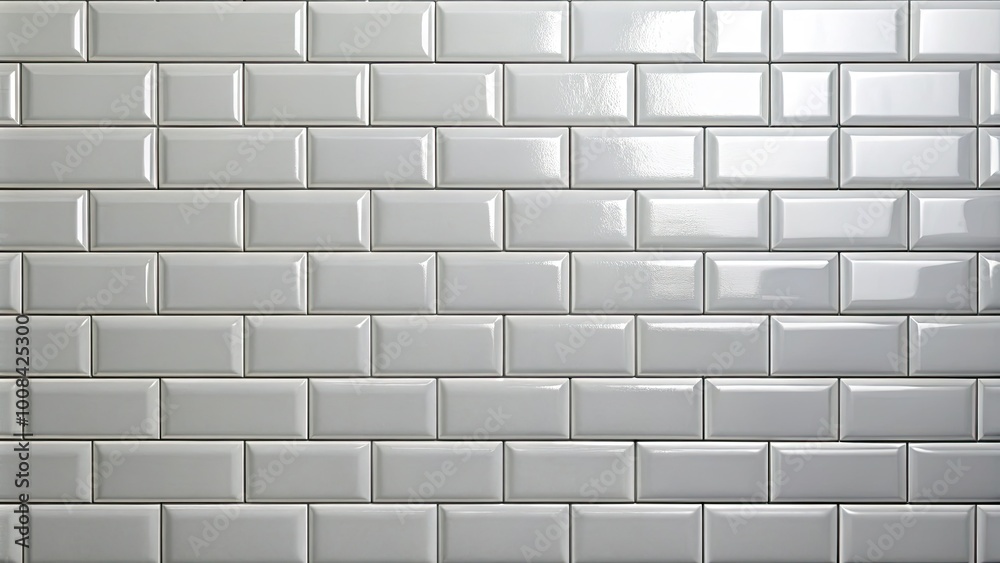 A glossy white tile brick wall background adds a clean and hygienic aesthetic, enhancing modern interiors and spaces with its sleek and timeless design. A glossy white tile brick wall background adds a clean and hygienic aesthetic, enhancing modern interiors and spaces with its sleek and timeless design.