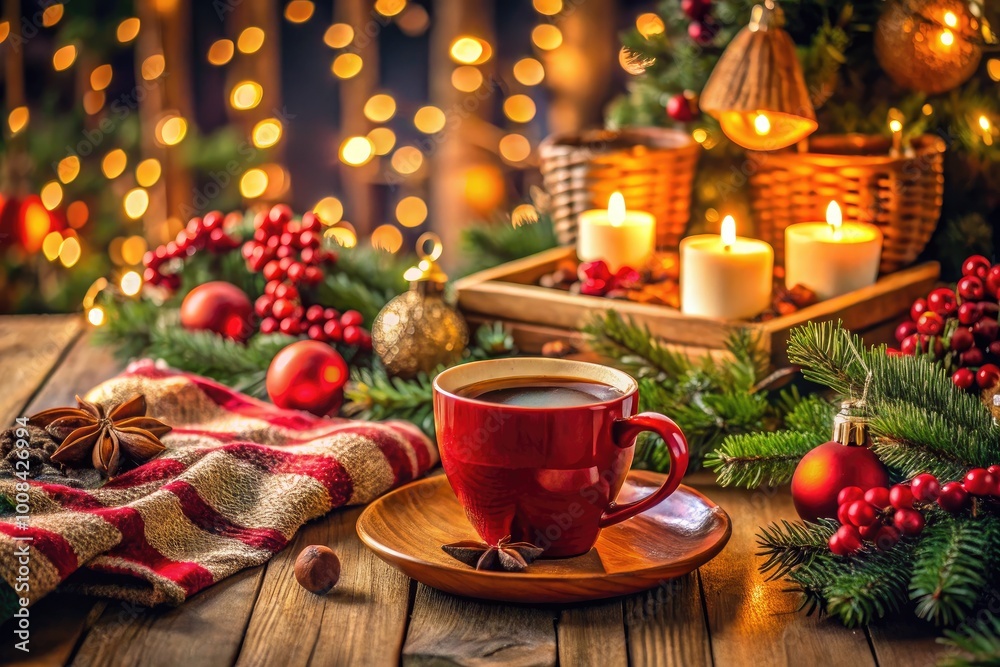Cozy Christmas Hipster Vibes with Festive Decor, Warm Drinks, and Rustic Holiday Elements Cozy Christmas Hipster Vibes with Festive Decor, Warm Drinks, and Rustic Holiday Elements