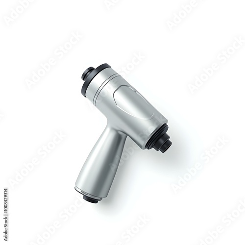 Sleek Modern Otoscope with Shiny Metallic Finish and Ergonomic Design – High-Resolution Image Featuring Interchangeable Ear Tips and Light Source on White Background