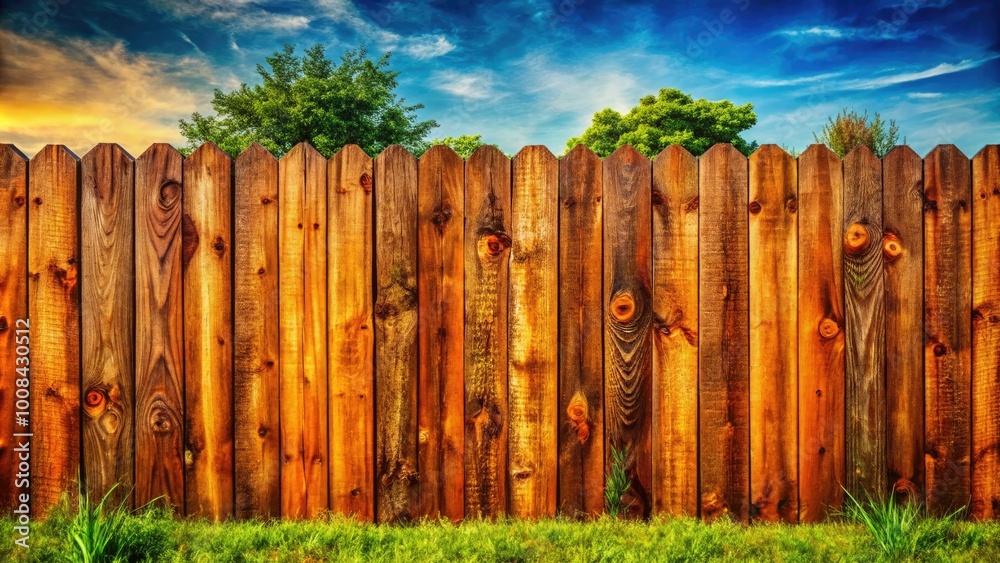 Obraz premium A rustic brown wood background texture featuring a wooden fence design, perfect for enhancing creative projects and artistic designs with a natural, earthy feel.