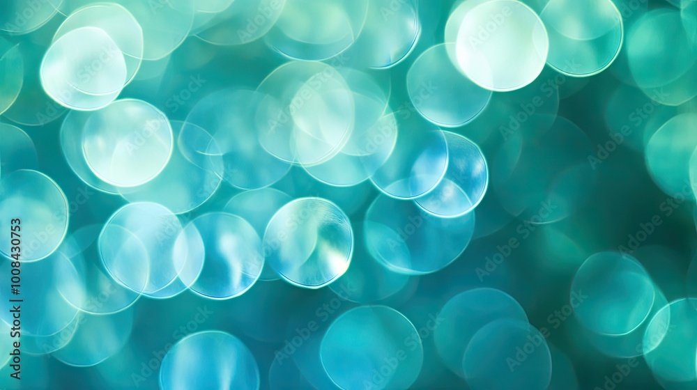 Abstract blue-green bokeh background, soft-edged circular shapes, created with macro lens for dreamy visual effect, room for text overlay. Abstract blue-green bokeh background, soft-edged circular shapes, created with macro lens for dreamy visual effect, room for text overlay.