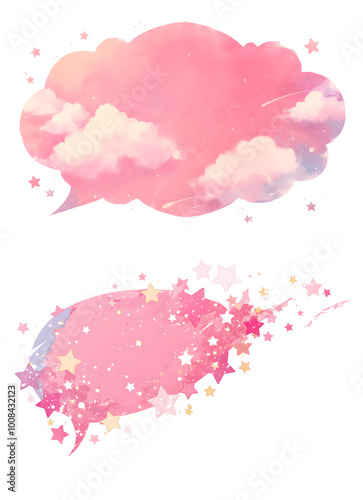 Fantasy Speech Bubbles with Stars and Clouds