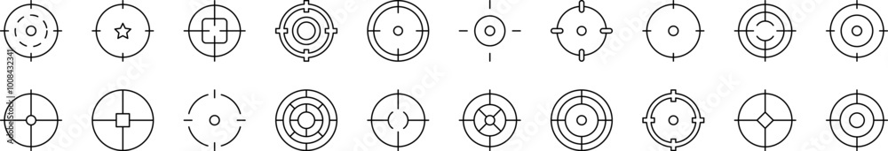 Target Bundle of Thin Icons. Editable Stroke. Suitable for Web Sites, Books, Cards, Apps Target Bundle of Thin Icons. Editable Stroke. Suitable for Web Sites, Books, Cards, Apps