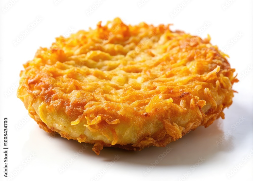 Crispy Golden Hash Brown Isolated on White Background for Delicious Breakfast or Snack Ideas Crispy Golden Hash Brown Isolated on White Background for Delicious Breakfast or Snack Ideas