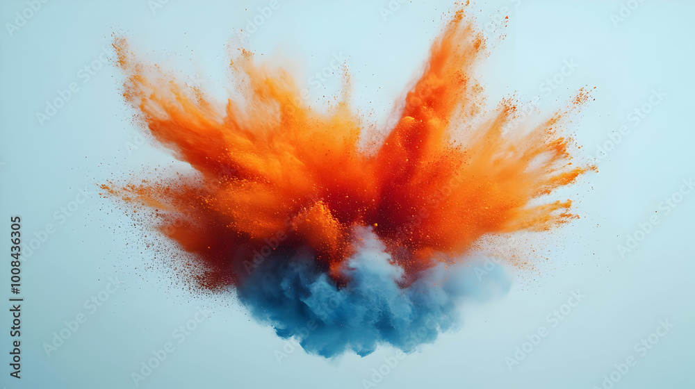 Orange and Blue Powder Explosion Abstract Background Orange and Blue Powder Explosion Abstract Background