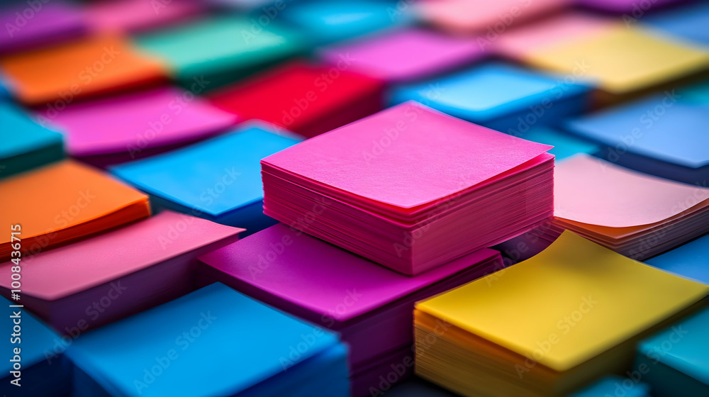 3D Illustration - Colorful Sticky Notes Abstract Background 3D Illustration - Colorful Sticky Notes Abstract Background