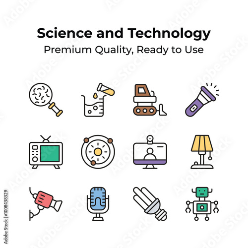 Collection of science and technology premium quality icons