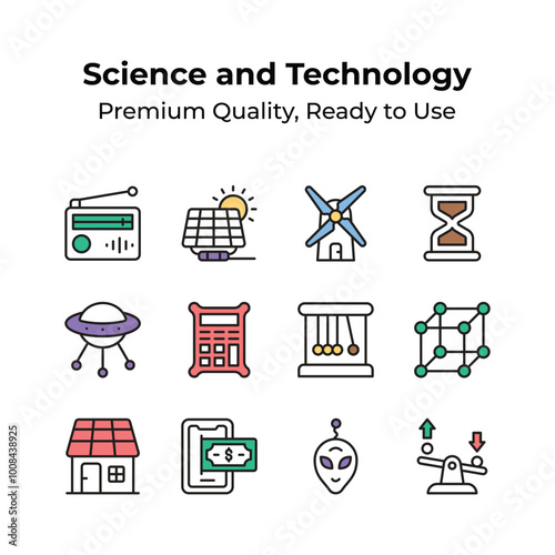 Premium quality science and technology icons in modern style