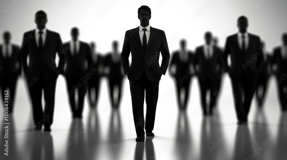 Businessman Leading a Group in a Corporate Setting Businessman Leading a Group in a Corporate Setting