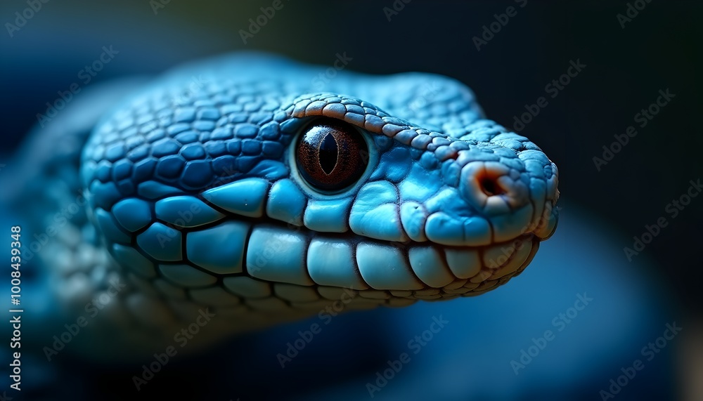 Fearsome Blue Viper Snake with Penetrating Gaze in Tropical Habitat Fearsome Blue Viper Snake with Penetrating Gaze in Tropical Habitat