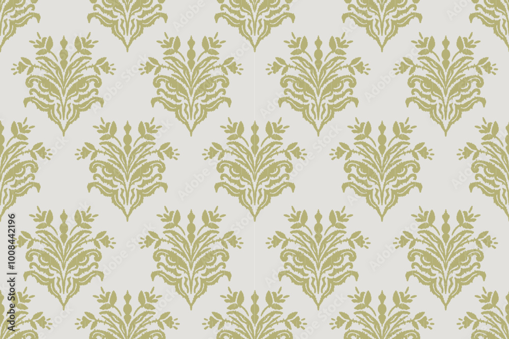 Fototapeta premium Ikat floral vintage design embroidary seamless pattern on background vector illustration.Ikat ethnic oriental embroidery traditional.Indian Ikat pattern Aztec style retro. design for texture,fabric.