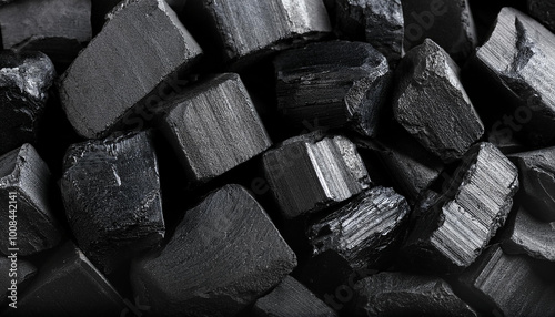 Coal mineral black as a cube stone background