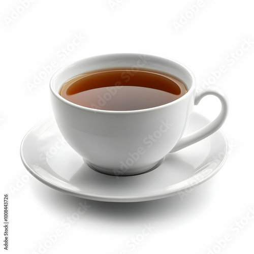 Photo of White Tea Cup and Saucer on White Background