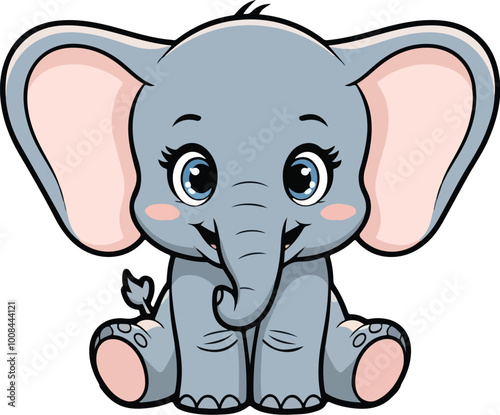 A cartoon drawing of an elephant in a jangle Cartoon Elephant for baby hand drawing