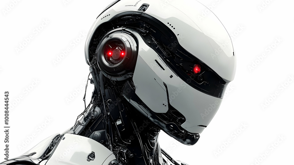 3D Robot Head with Red Eyes Illustration 3D Robot Head with Red Eyes Illustration