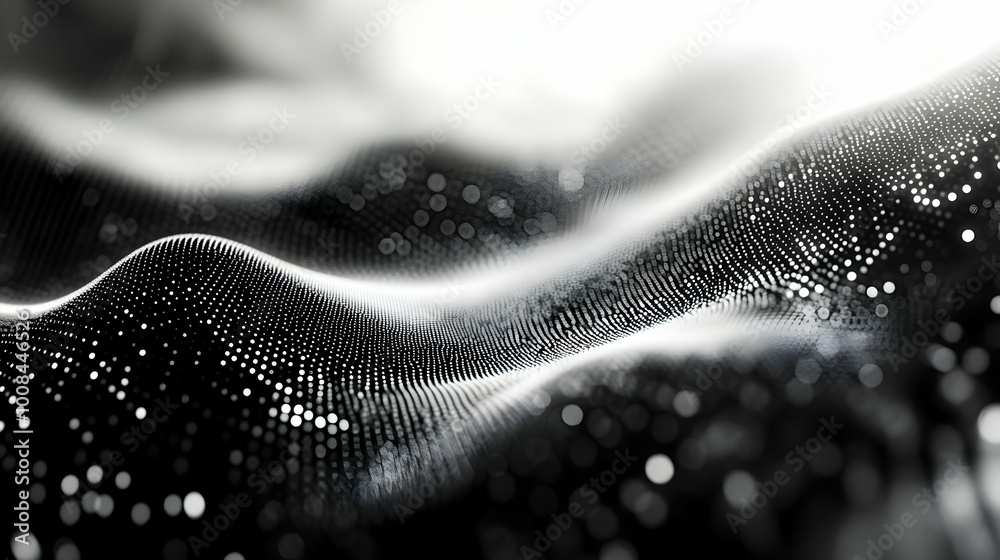 Abstract Background Wave of Black and White Particles Abstract Background Wave of Black and White Particles