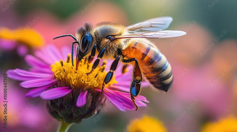 a busy bee hovering gracefully over a vibrant flower capturing the essence of natures pollinators in a bright sunny garden a busy bee hovering gracefully over a vibrant flower capturing the essence of natures pollinators in a bright sunny garden