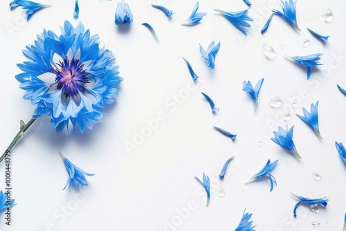 Beautiful blue flower surrounded by delicate petals on a clean background, showcasing the charm of floral photography and nature-inspired beauty.






