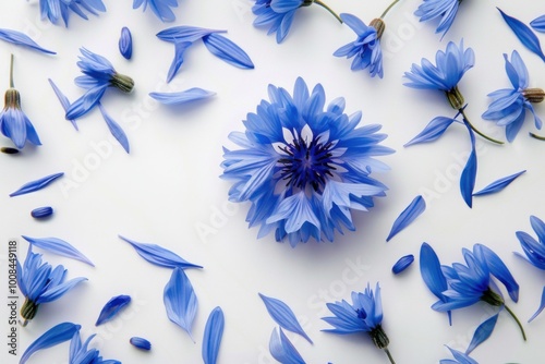Beautiful blue flower surrounded by delicate petals on a clean background, showcasing the charm of floral photography and nature-inspired beauty.






