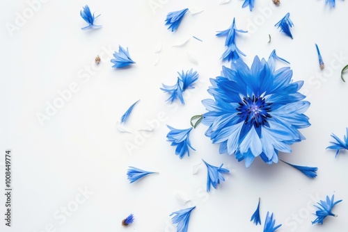 Beautiful blue flower surrounded by delicate petals on a clean background, showcasing the charm of floral photography and nature-inspired beauty.






