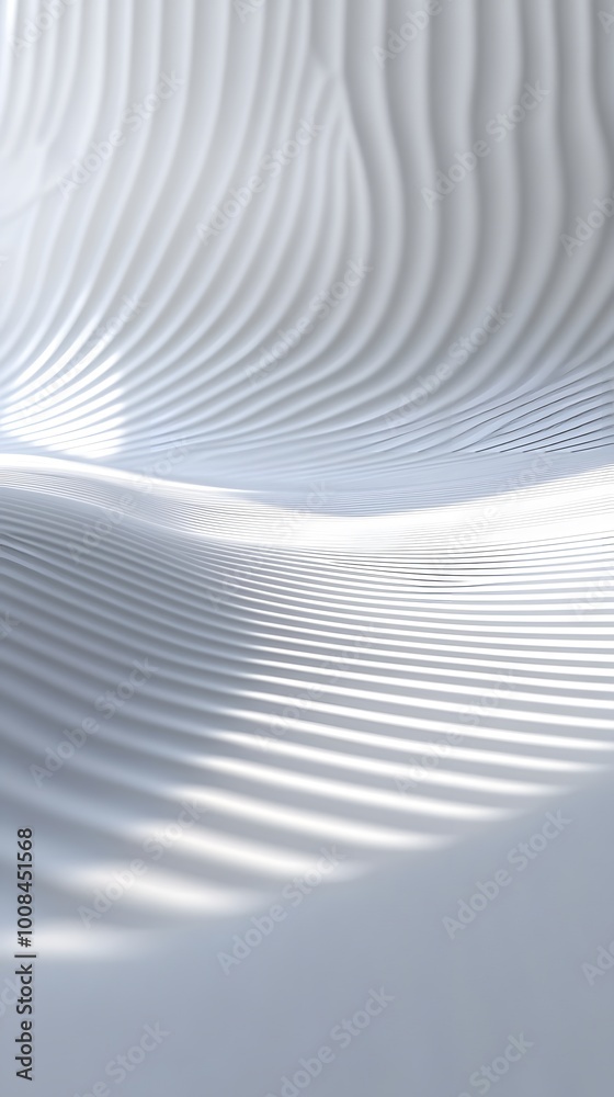 Abstract white waves with soft shadows creating a serene atmosphere. Abstract white waves with soft shadows creating a serene atmosphere.