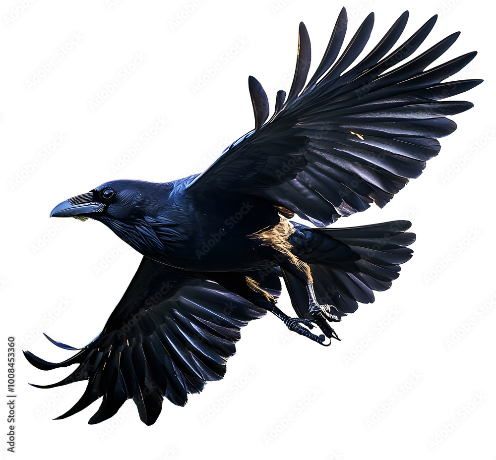 Naklejka premium PNG Majestic black raven in flight