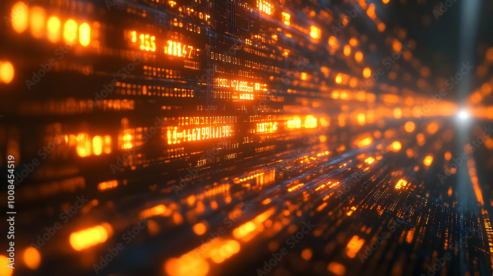 Abstract Background of Glowing Binary Code Data Stream Abstract Background of Glowing Binary Code Data Stream
