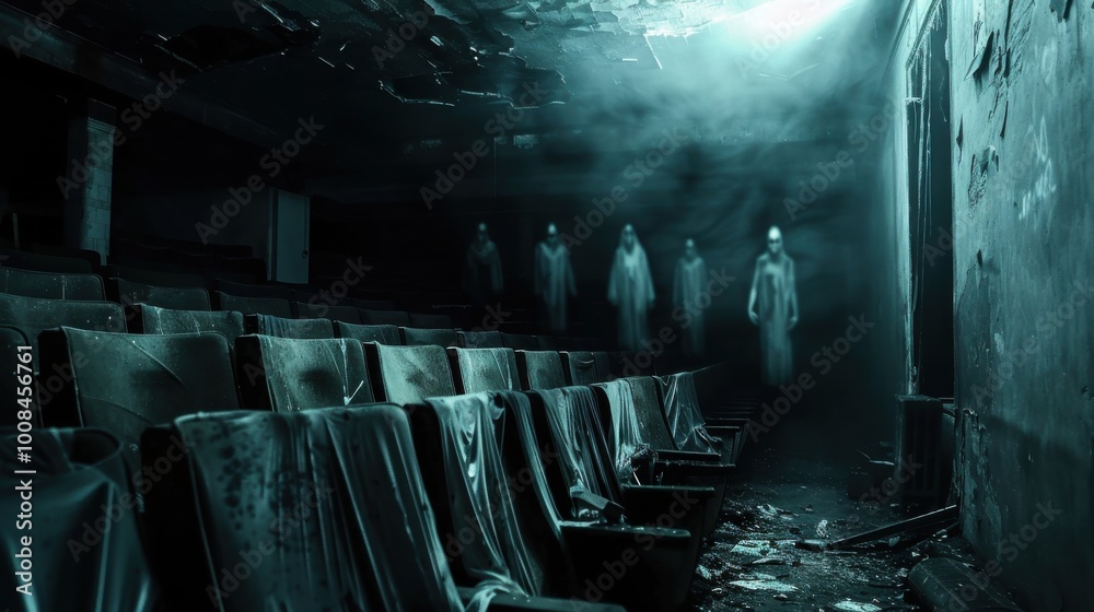 Fototapeta premium Chilling Red Sky Over a Haunted Forest