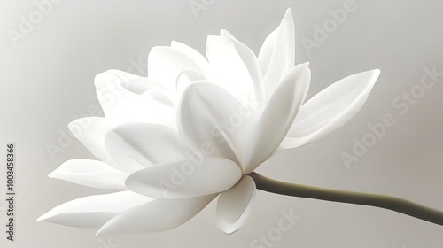 A serene white lotus flower against a soft background.