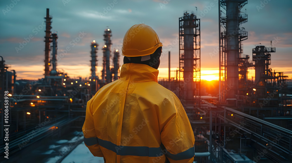 Engineer in Hard Hat at Oil Refinery Photo Engineer in Hard Hat at Oil Refinery Photo