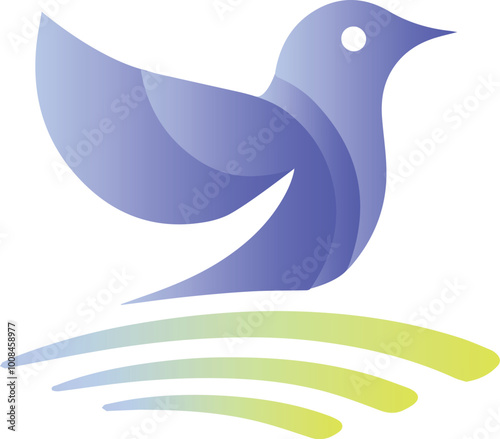 A simple bird logo with a blue gradient variation for the company photo