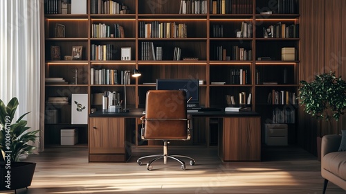 Serene Study: A Modern Home Office Haven 