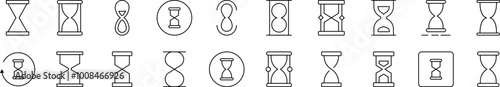Hourglass Icon Set for UI, Placards, Books, Apps. Editable Stroke. Suitable for Web Sites, Books, Cards, Apps