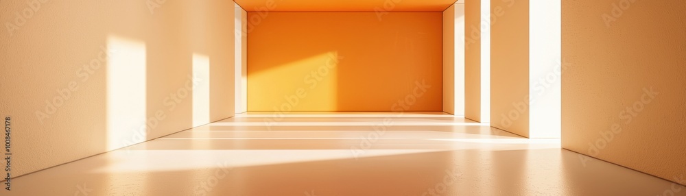 Stylish interior with warm orange walls and natural light. Stylish interior with warm orange walls and natural light.